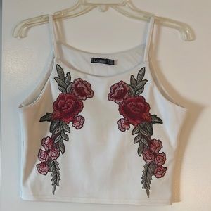 Boohoo Floral Cropped Tank Top